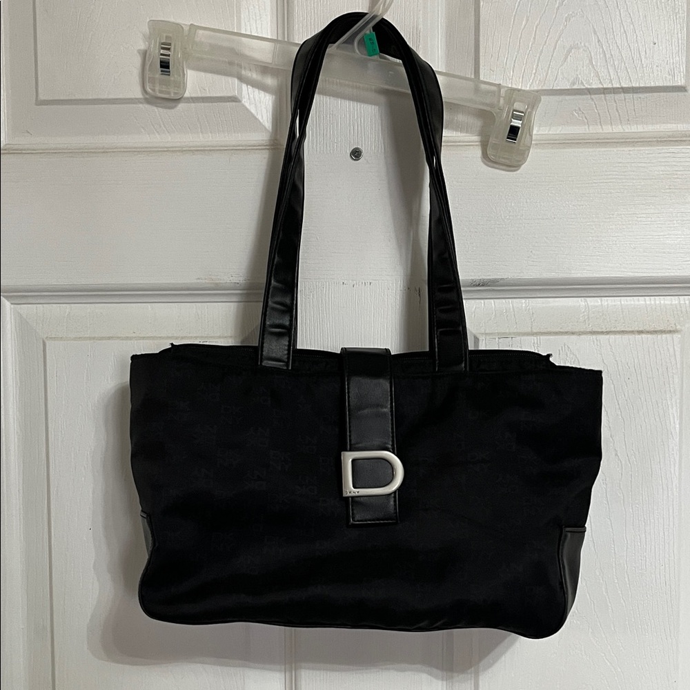 Chic Black Women's DKNY Tote Bag with Buckle